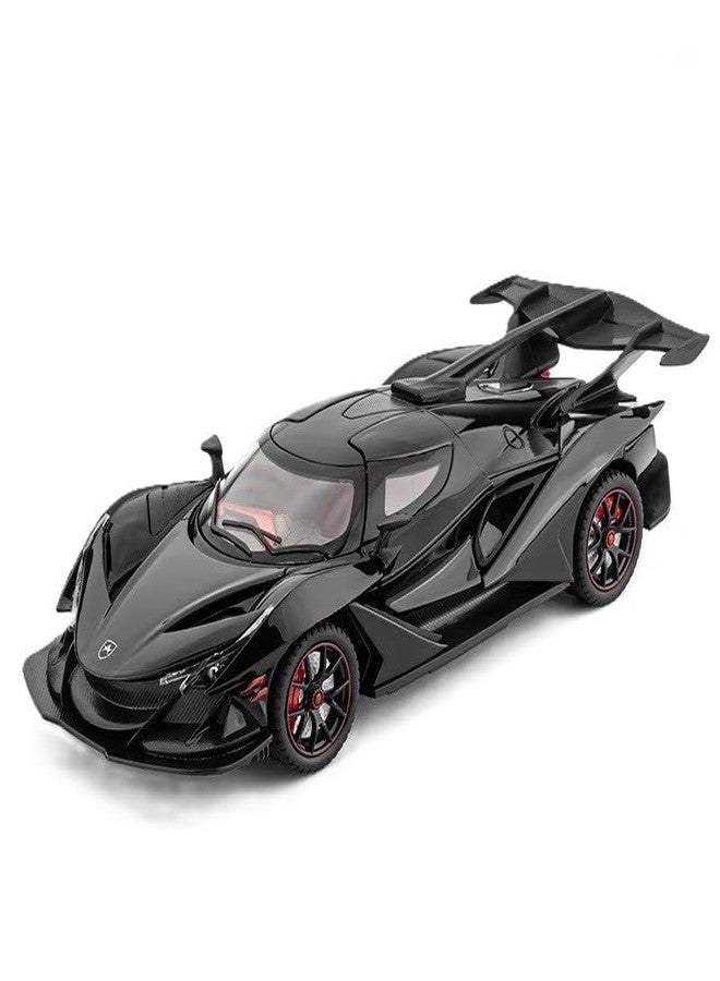 PEZYOX Exclusive Alloy Metal Pull Back Die-cast Car Model with Sound Light Mini Auto Toy for Kids Metal Model Toy Car with Sound and Light (1.24 Scale APO-LLO IE -Black) - Image 1